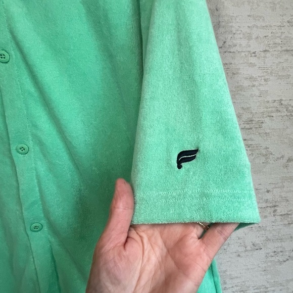 Fabletics Island Terry Cloth Mint Green Shirt Shorts Set Sz XL Pockets Vacation - Picture 4 of 16